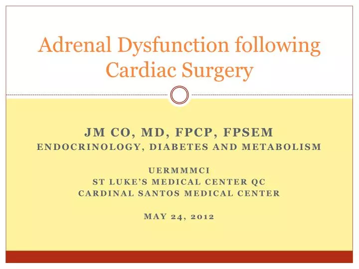 adrenal dysfunction following cardiac surgery