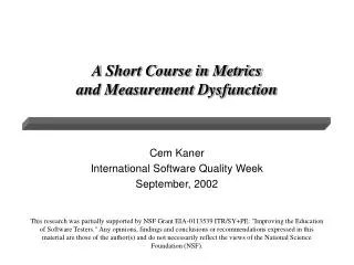 A Short Course in Metrics and Measurement Dysfunction