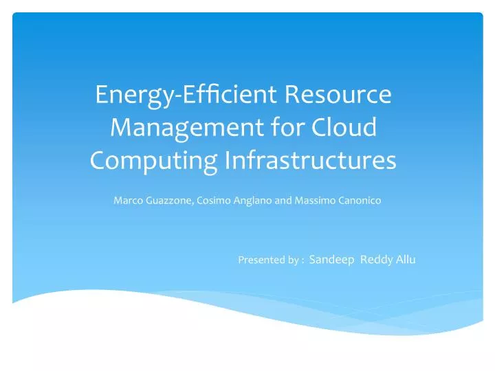 energy ef cient resource management for cloud computing infrastructures