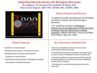 Integrating Nanostructures with Biological Structures