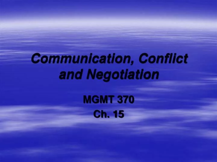 communication conflict and negotiation
