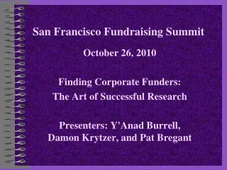 San Francisco Fundraising Summit