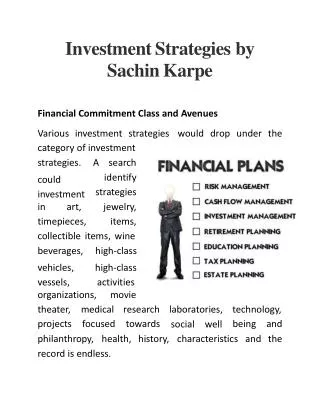 Investment Strategies by Sachin Karpe