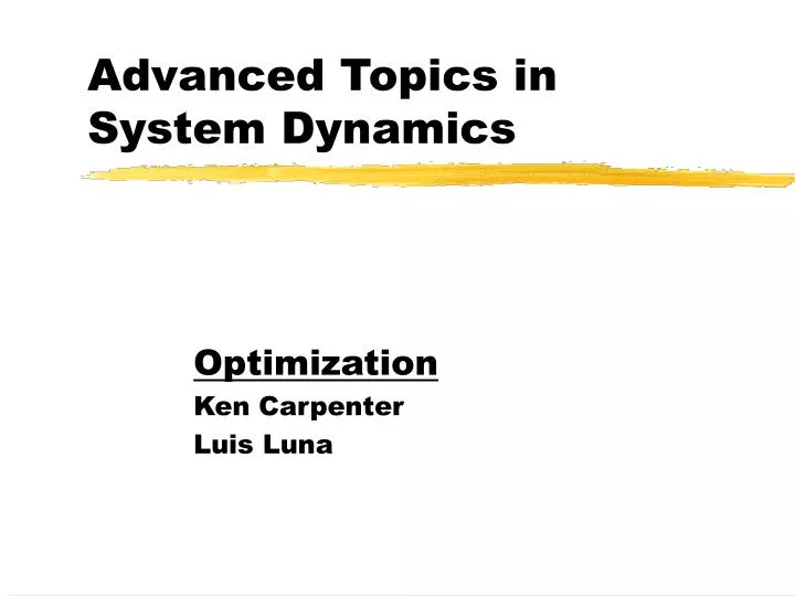 advanced topics in system dynamics