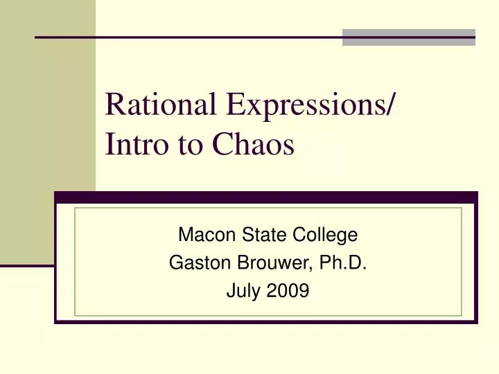 rational expressions intro to chaos
