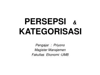 PERSEPSI &amp; KATEGORISASI