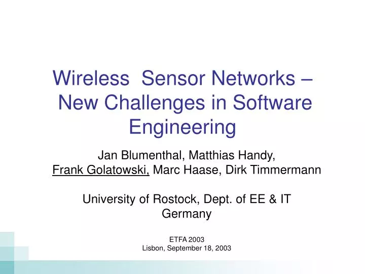 wireless sensor networks new challenges in software engineering