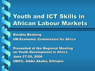 Youth and ICT Skills in African Labour Markets