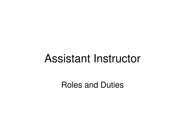 assistant instructor