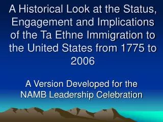 A Version Developed for the NAMB Leadership Celebration