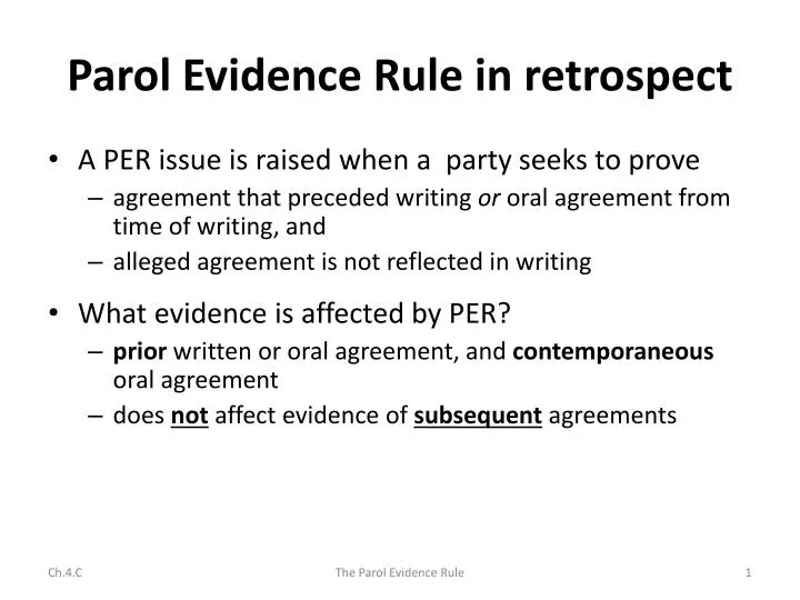 parol evidence rule in retrospect