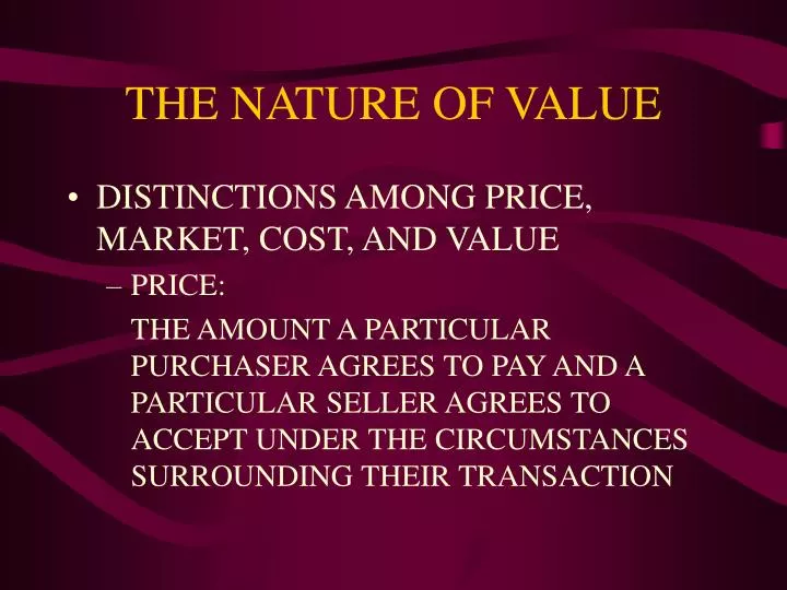 the nature of value