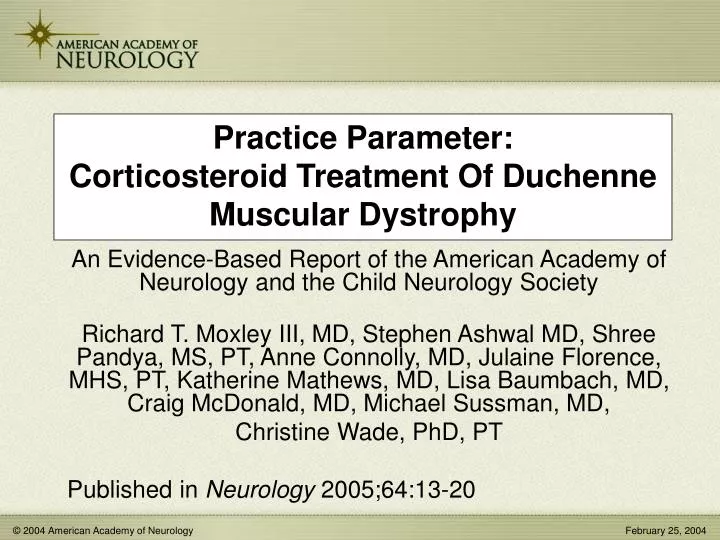 practice parameter corticosteroid treatment of duchenne muscular dystrophy