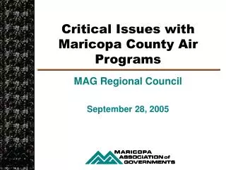 Critical Issues with Maricopa County Air Programs