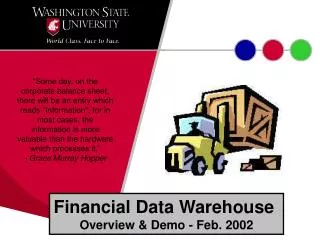 Financial Data Warehouse Overview &amp; Demo - Feb. 2002