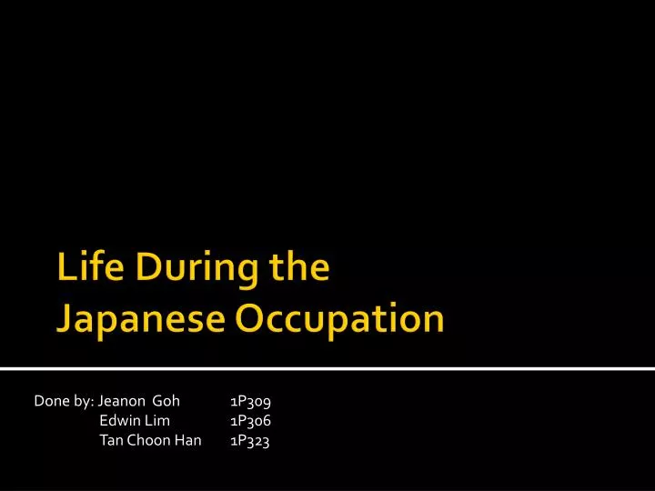 life during the japanese occupation