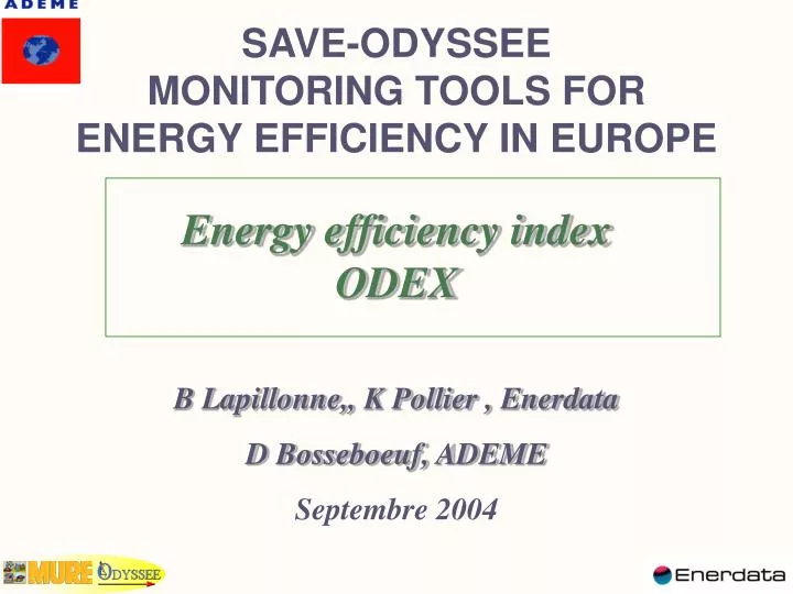 save odyssee monitoring tools for energy efficiency in europe