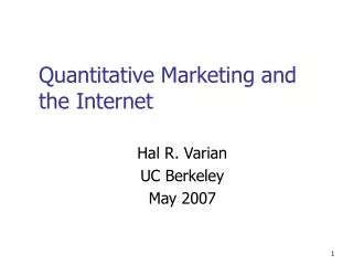 Quantitative Marketing and the Internet