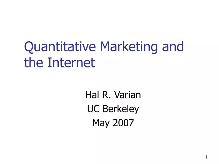 quantitative marketing and the internet