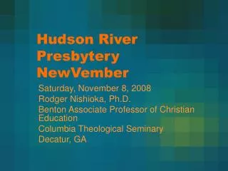 Hudson River Presbytery NewVember