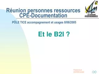 r union personnes ressources cpe documentation p le tice accompagnement et usages 8 06 2005