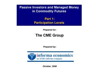 Passive Investors and Managed Money in Commodity Futures Part 1: Participation Levels