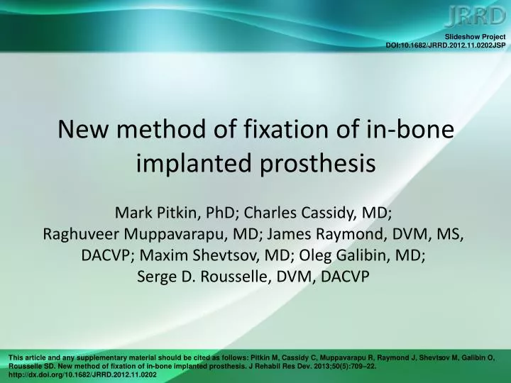 new method of fixation of in bone implanted prosthesis