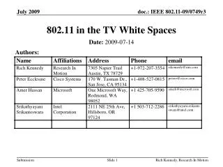 802.11 in the TV White Spaces
