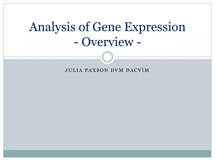 analysis of gene expression overview