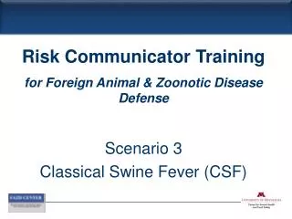 Scenario 3 Classical Swine Fever (CSF)