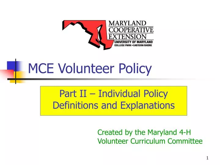 mce volunteer policy