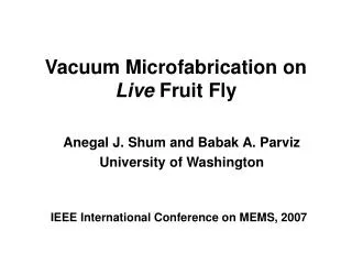 Vacuum Microfabrication on Live Fruit Fly