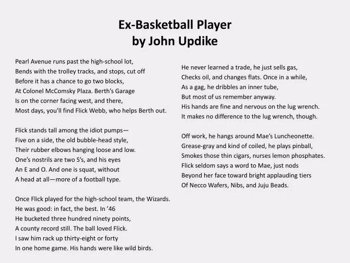 ex basketball player by john updike