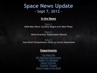 Space News Update - Sept 7, 2012 -