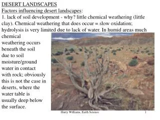 DESERT LANDSCAPES Factors influencing desert landscapes :