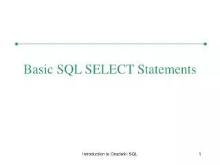 Basic SQL SELECT Statements