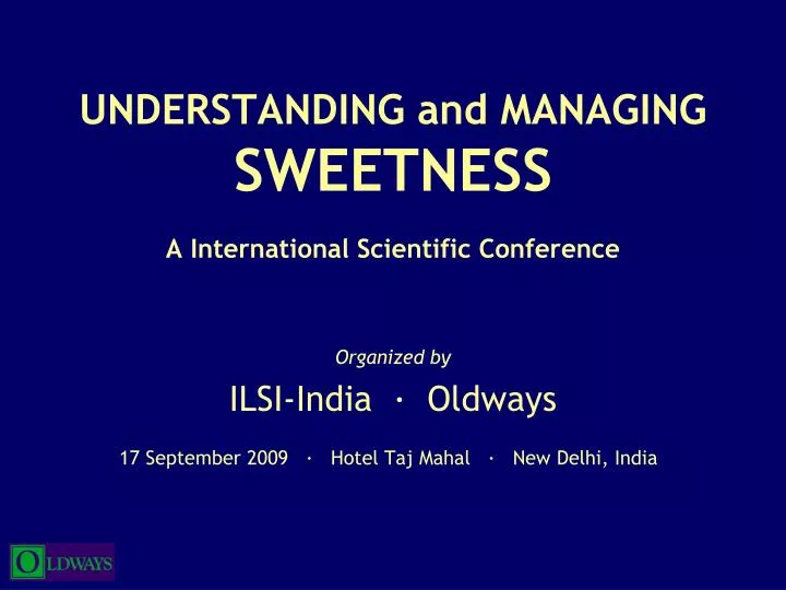 understanding and managing sweetness a international scientific conference