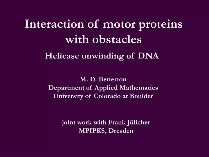 interaction of motor proteins with obstacles