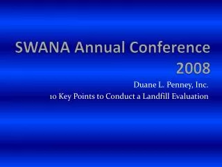 SWANA Annual Conference 2008