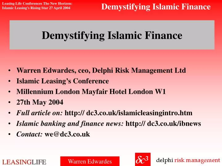 demystifying islamic finance