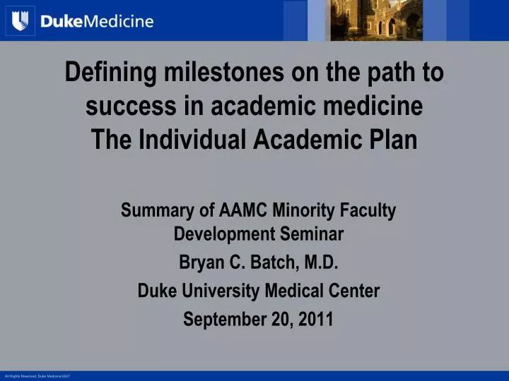 defining milestones on the path to success in academic medicine the individual academic plan