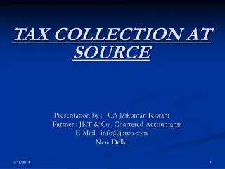 TAX COLLECTION AT SOURCE