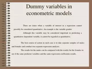 dummy variables in econometric models