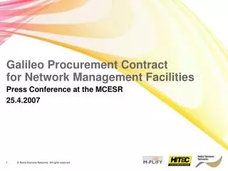 Galileo Procurement Contract for Network Management Facilities