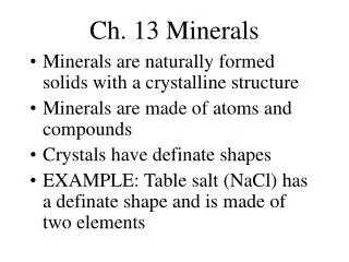 Ch. 13 Minerals