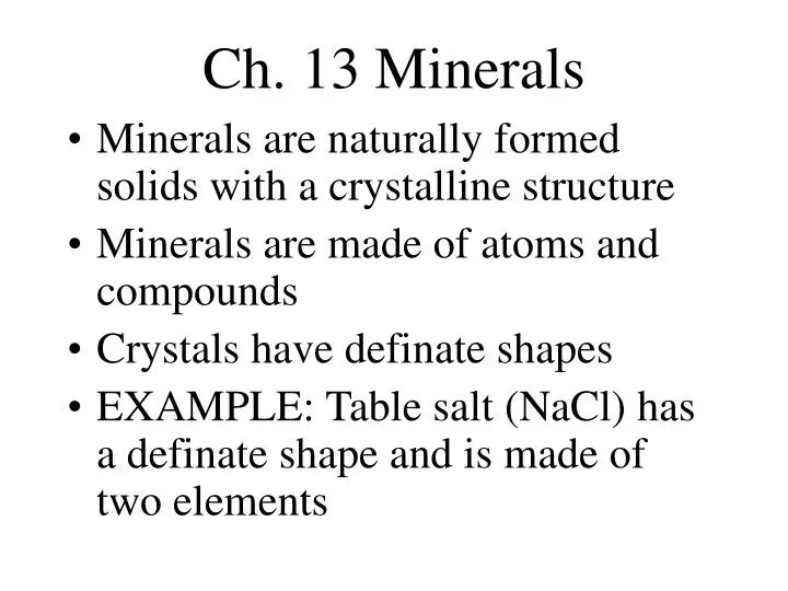 ch 13 minerals