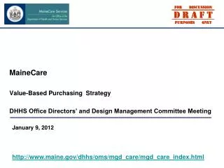 MaineCare Value-Based Purchasing Strategy