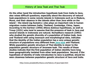 History of Java Teak and Thai Teak