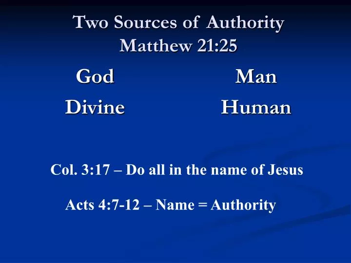 two sources of authority matthew 21 25