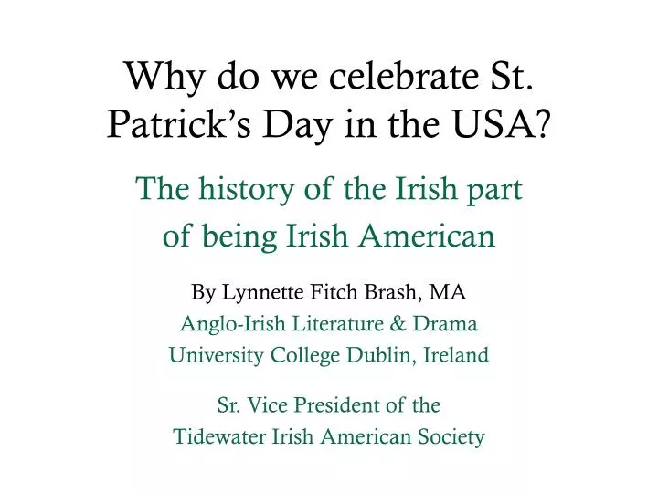 why do we celebrate st patrick s day in the usa